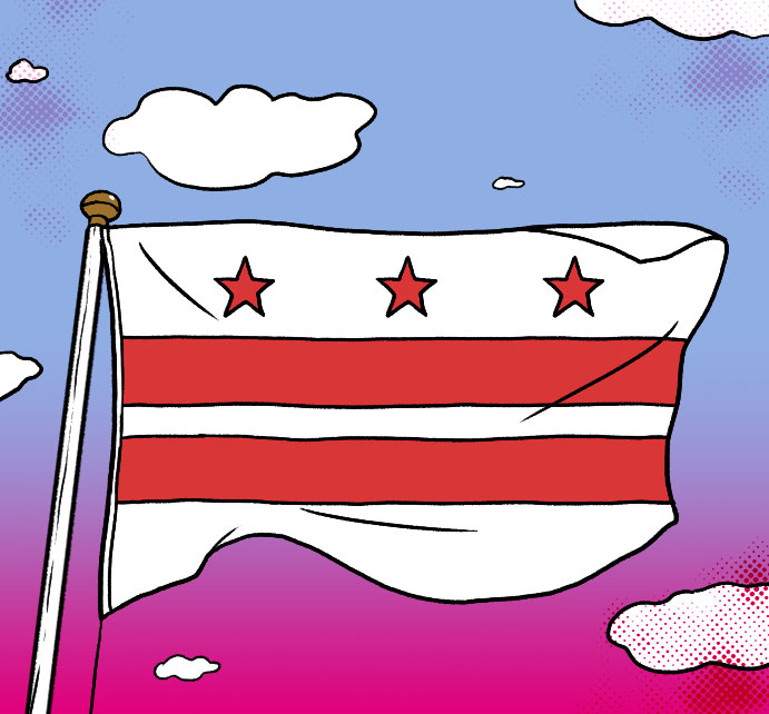 Illustrated image of DC flag with halftone pattern background by creative junk food