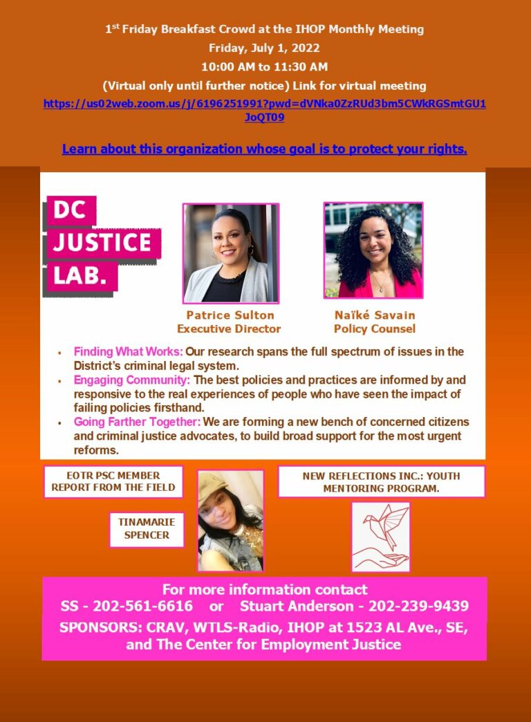 graphic for event depicting DC Justice Lab Personnel