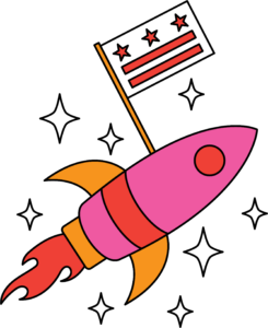 image of a rocketship with the DC flag on it